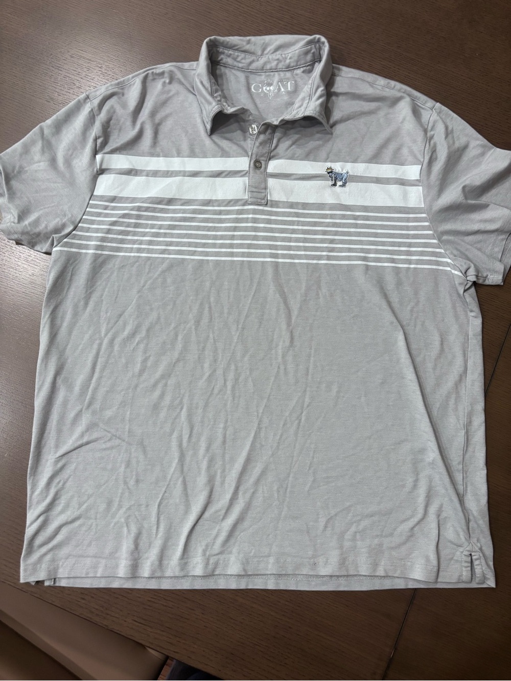 GOAT Men's Gray Striped Polo Shirt